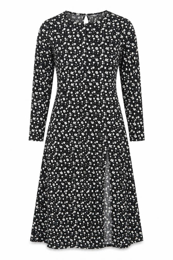 Divided Women’s Black Floral Midi Fit & Flare Dress Size 12