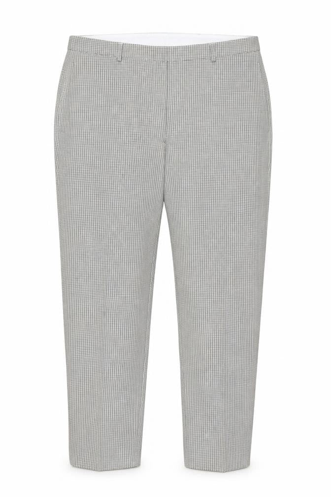 Marks and Spencer Womens Grey Check Straight Leg Trousers Size 20