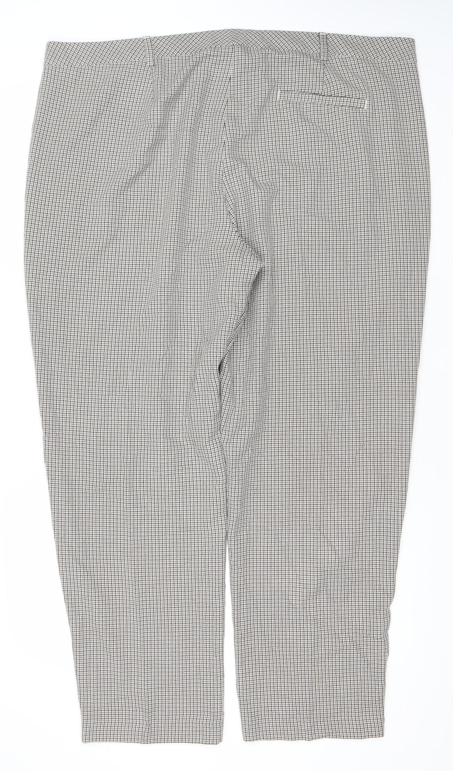 Marks and Spencer Womens Grey Check Trousers Size 22 Straight Leg