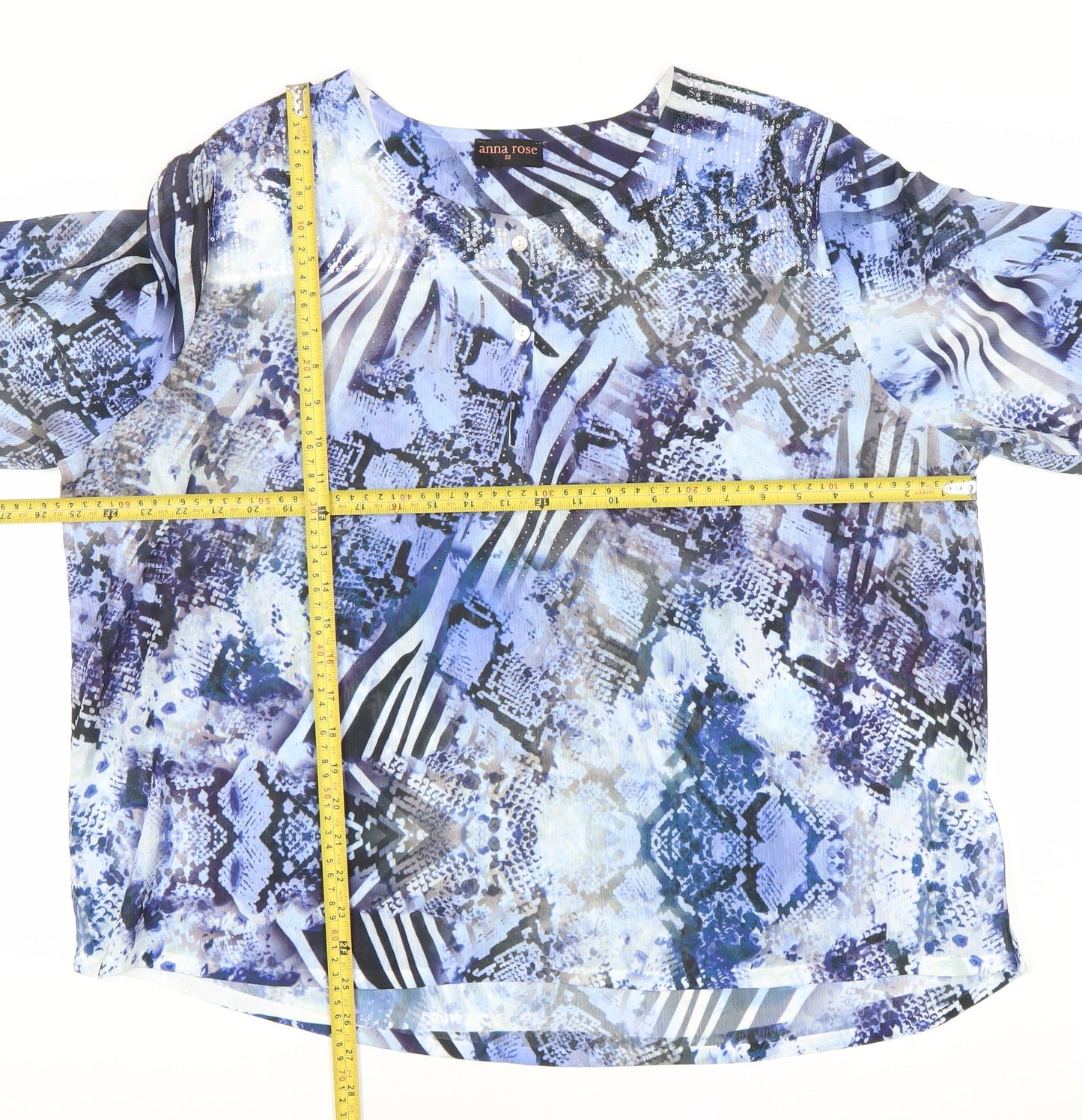 Anna Rose Womens Multicoloured Blouse Size 22 Tunic Style 3/4 Sleeve
