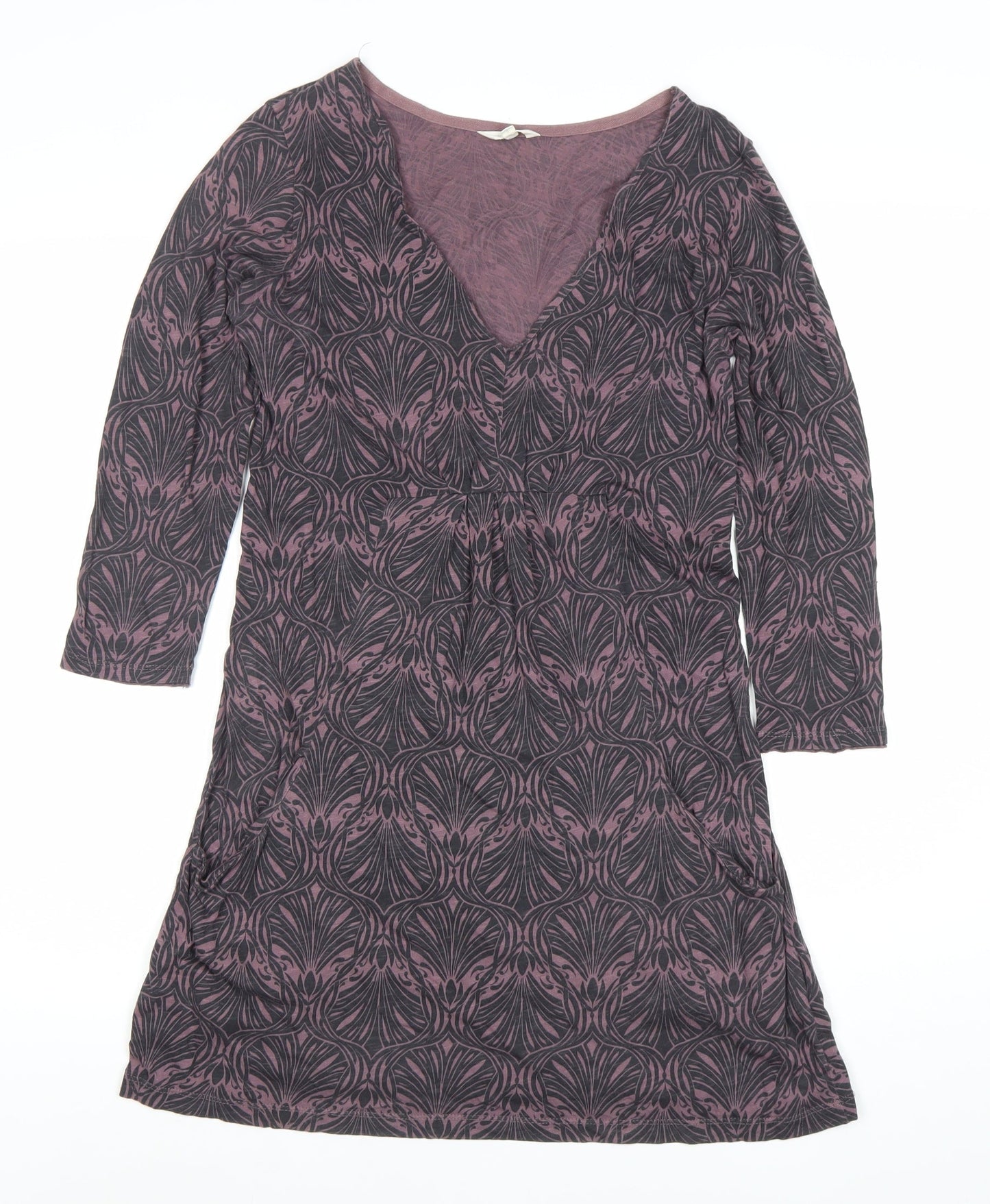 White Stuff Womens Purple Geometric A-Line Cotton Dress S