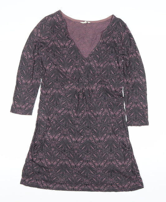 White Stuff Womens Purple Geometric A-Line Cotton Dress S