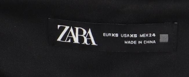 ZARA Womens Black Sequin Bodycon Mini Dress XS Party Cocktail Puff Sleeve