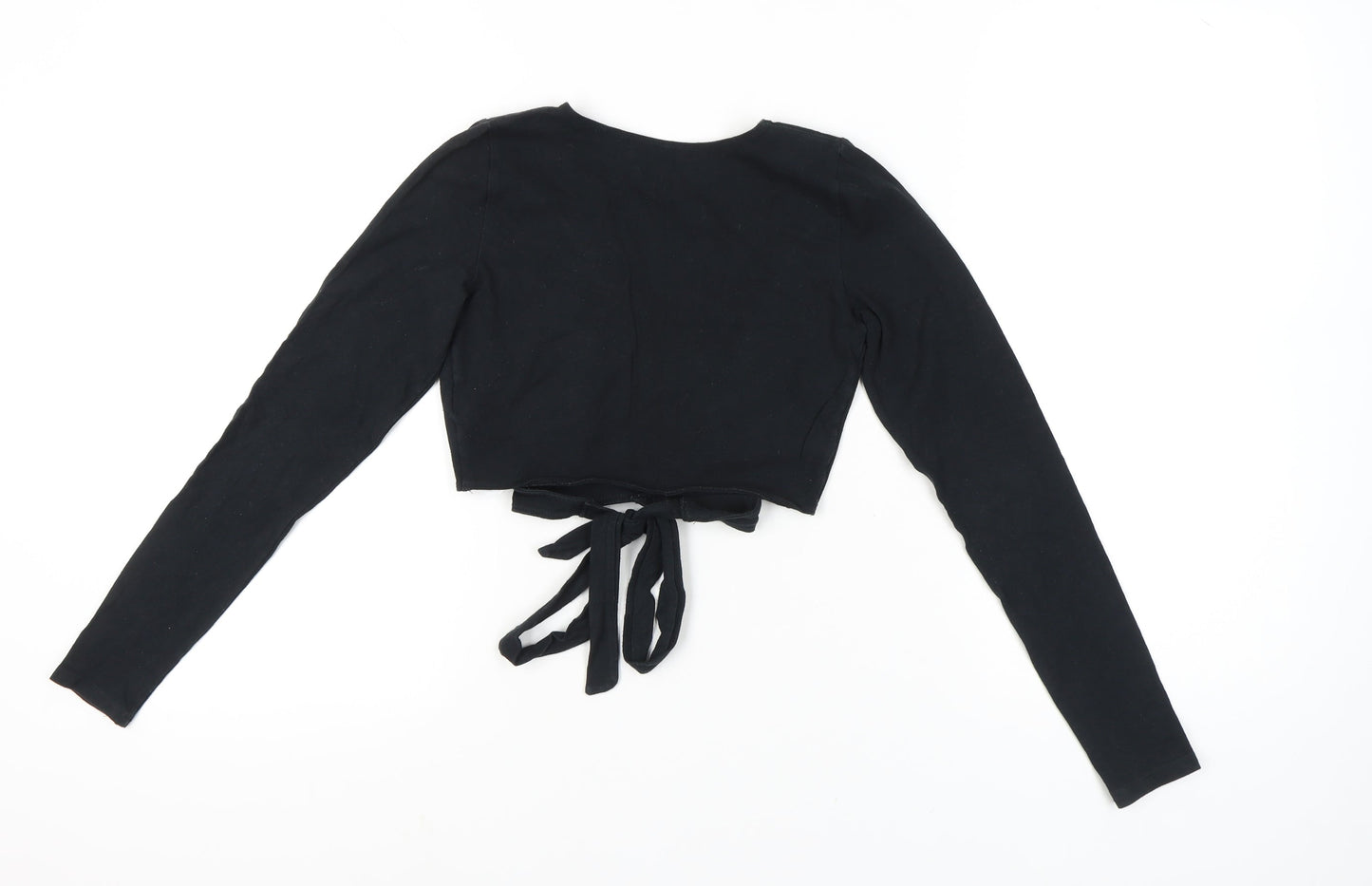 Hollister Womens Black Slim Fit Wrap Blouse Size S Long Sleeve