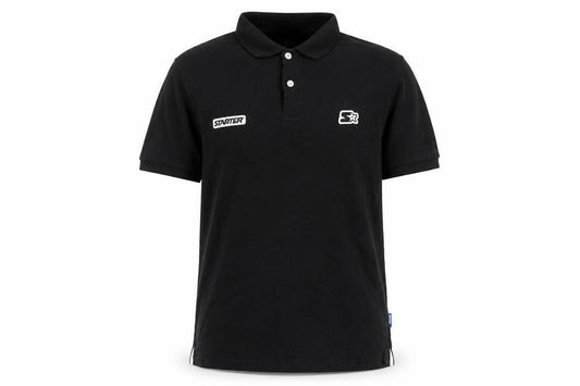 Starter Men's Black Polo Shirt Size L Logo Short Sleeve Cotton Casual