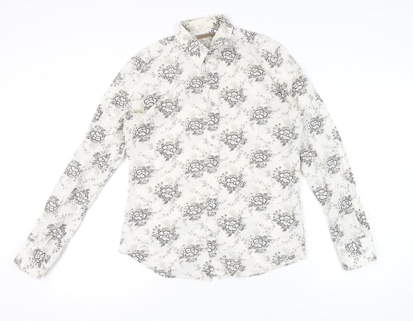 Ted Baker Men’s White Floral Shirt Size M Long Sleeve Button-Up