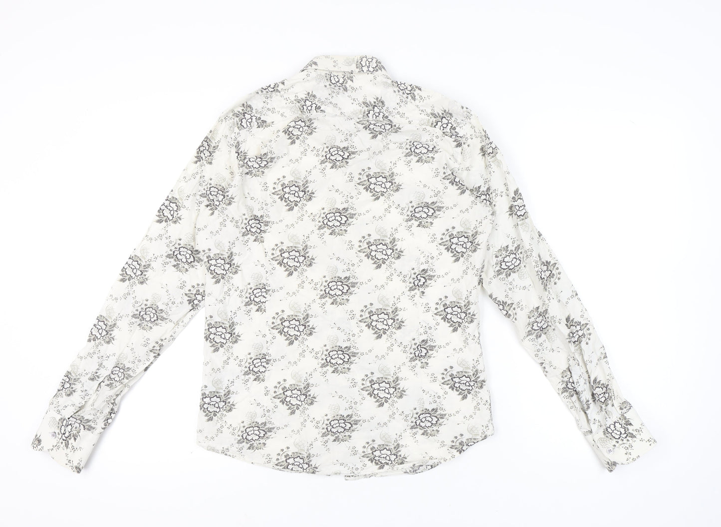 Ted Baker Men’s White Floral Shirt Size M Long Sleeve Button-Up