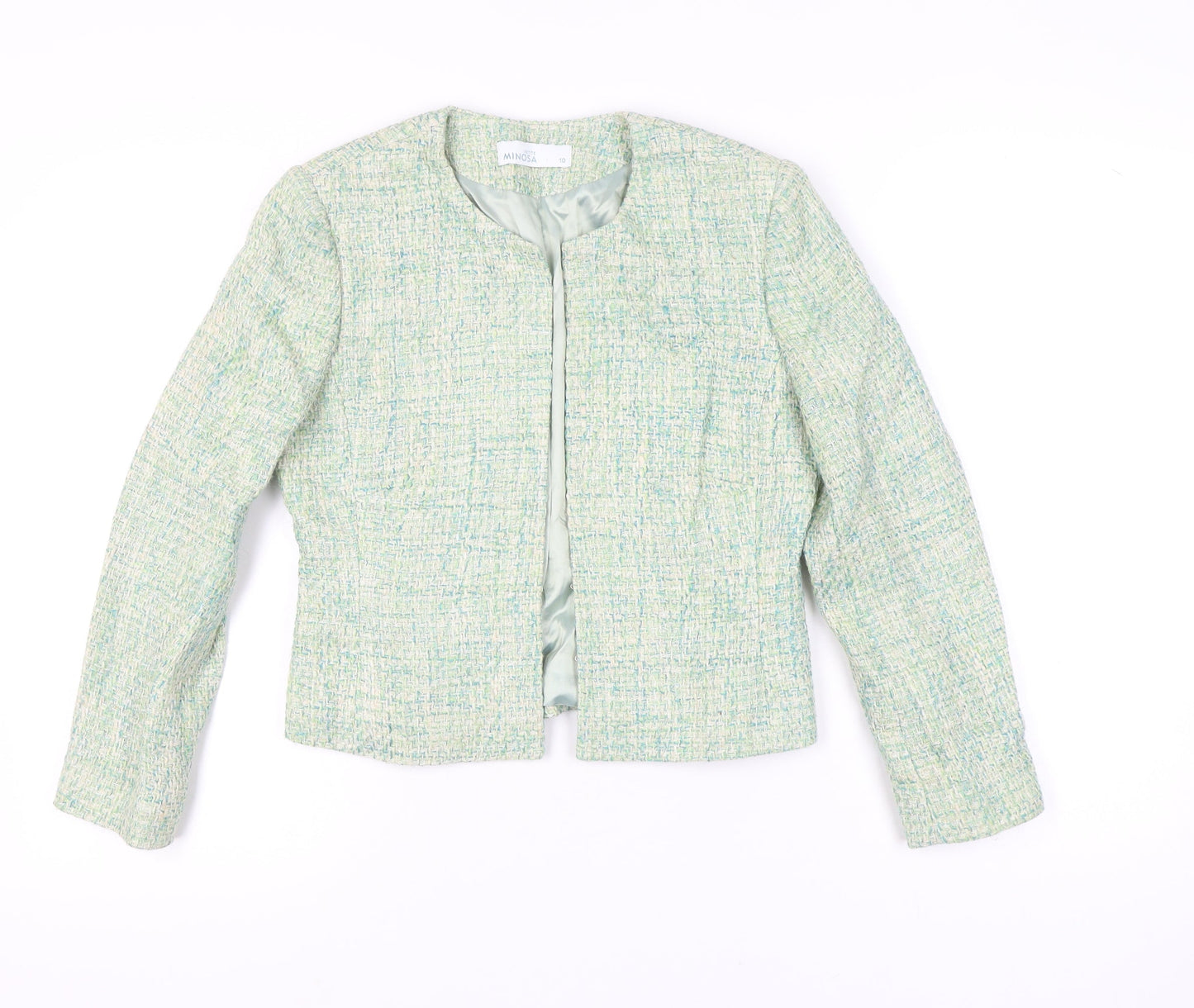 Minosa Petite Women’s Green Bouclé Suit Jacket Size 10 Workwear