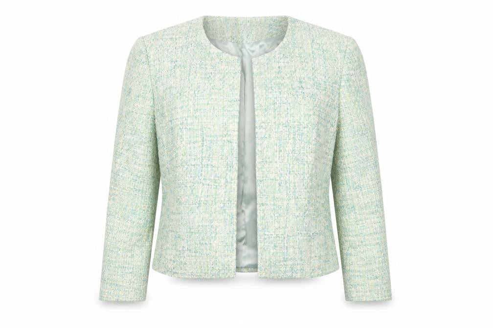 Minosa Petite Women’s Green Bouclé Suit Jacket Size 10 Workwear