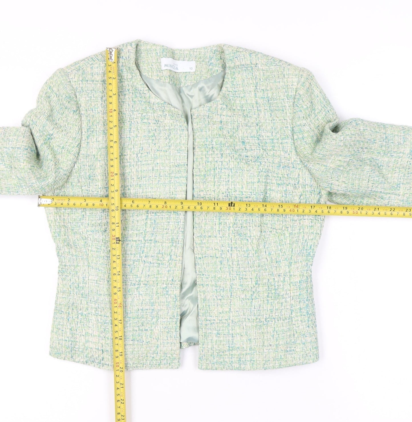 Minosa Petite Women’s Green Bouclé Suit Jacket Size 10 Workwear
