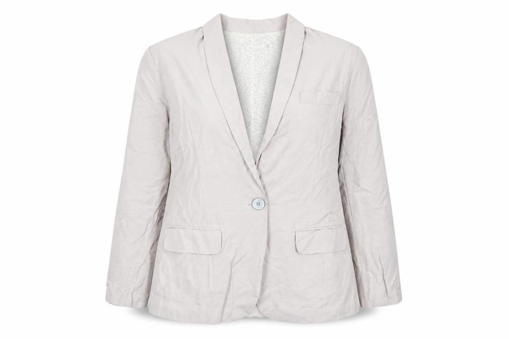 Mint Velvet Womens Beige Linen Blend Blazer Size 16 Single Breasted
