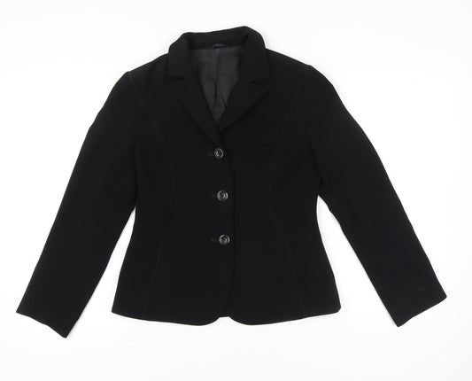 Hobbs Women Black Size 12 Tailored Blazer Jacket Classic Workwear