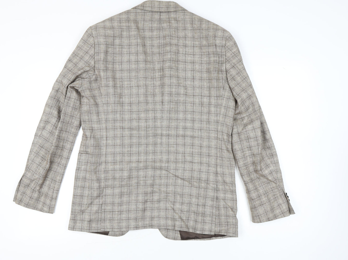 Tommy Hilfiger Men Beige Check Blazer Jacket Size 52 Regular Fit