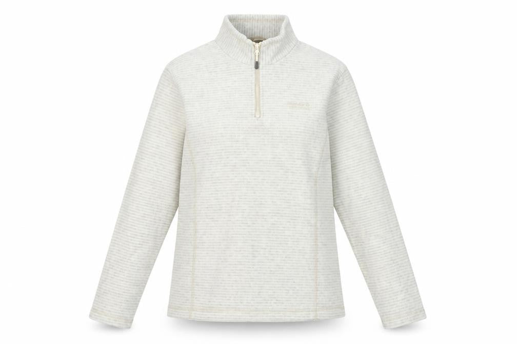 Regatta Women’s Beige Striped 1/4 Zip Fleece Sweatshirt UK 14