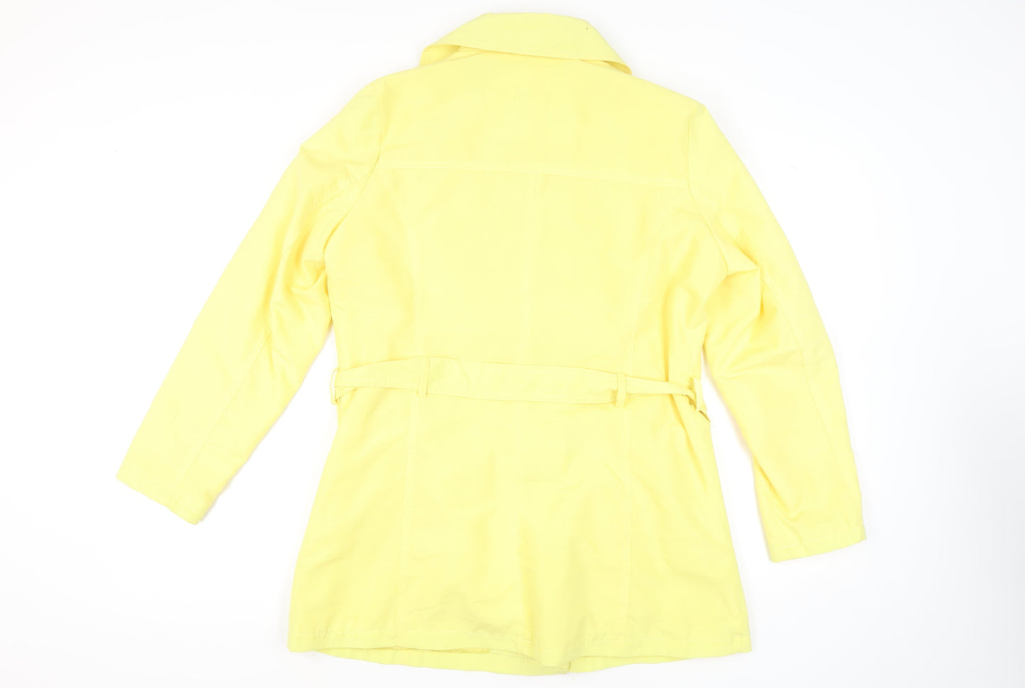 David Barry Women’s Yellow Trench Coat Size 16 Belted Mid-Length