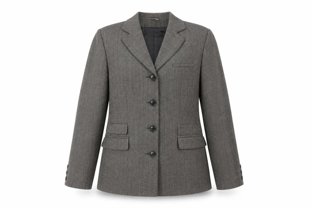 Select Women Grey Herringbone Suit Jacket Size 12 Tailored Blazer