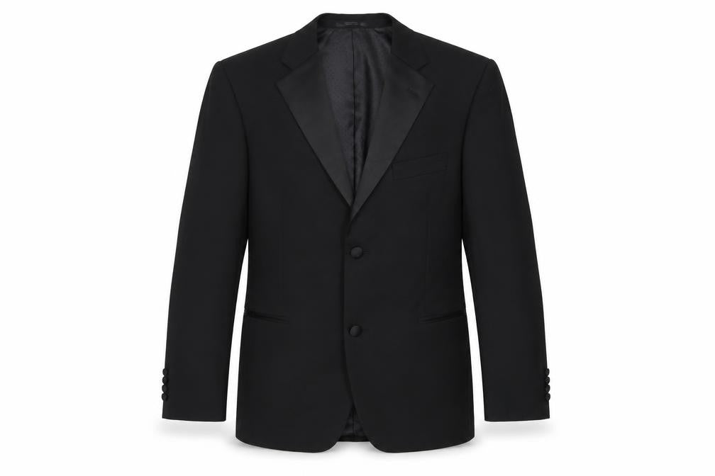 Front view of Taylor & Wright Men's Black 38R Shawl Lapel Suit Jacket