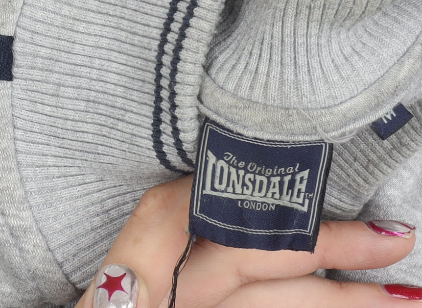 Lonsdale Men’s Grey Medium Full Zip Logo Sports Jacket