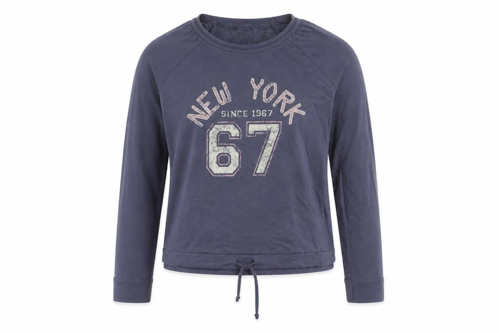 E-vie Girls Blue Pullover Sweatshirt Size 18Y Graphic Print Crew Neck