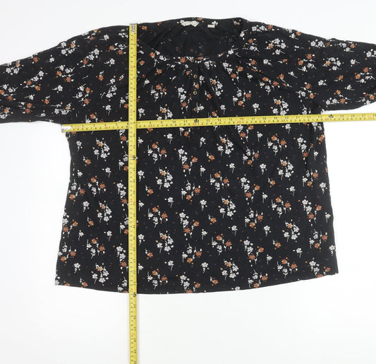 Fat Face Women’s Black Floral Tunic Blouse UK 18 Long Sleeve