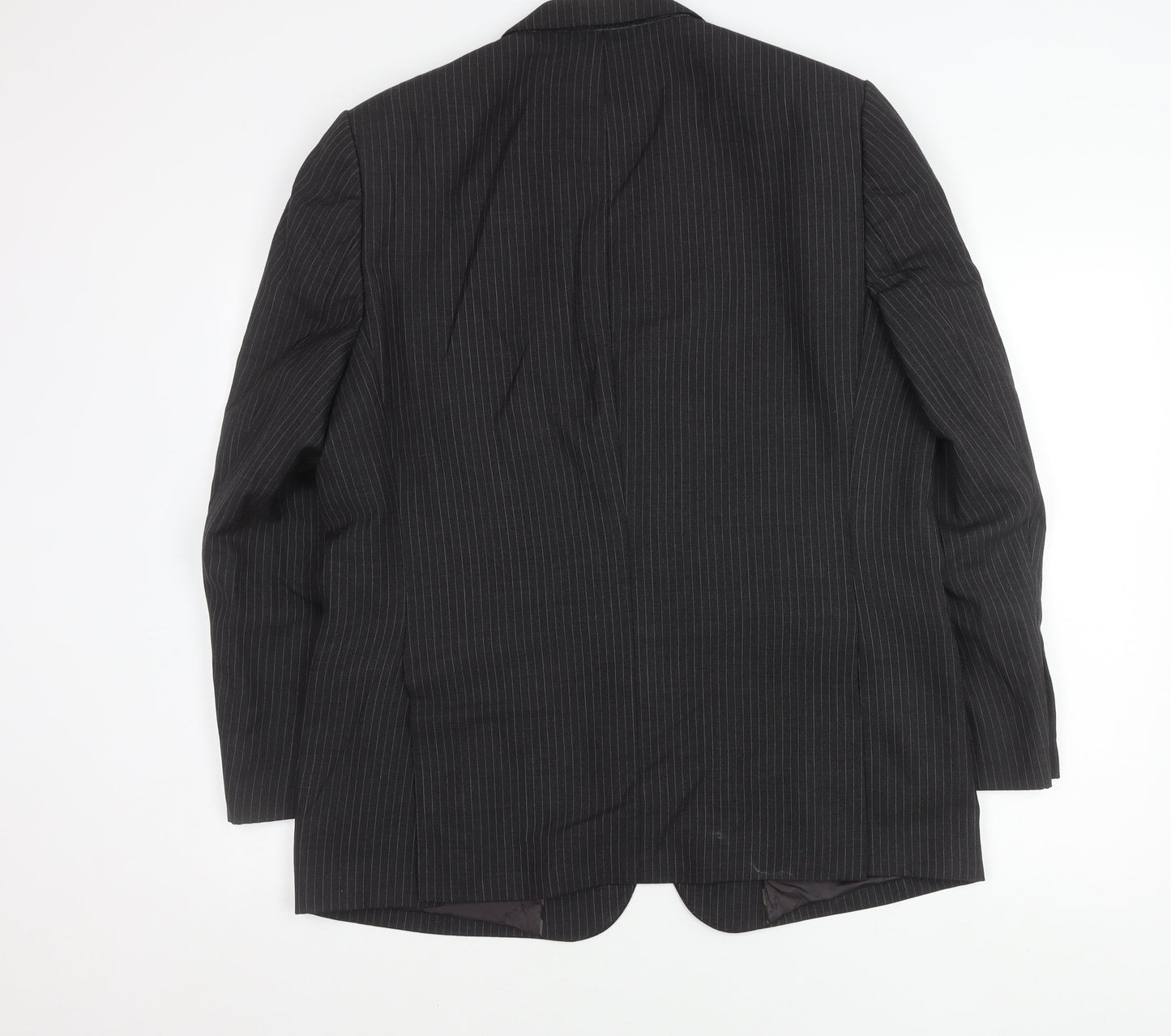 Jaeger Men’s Black Pinstripe Wool Blazer Jacket 44R