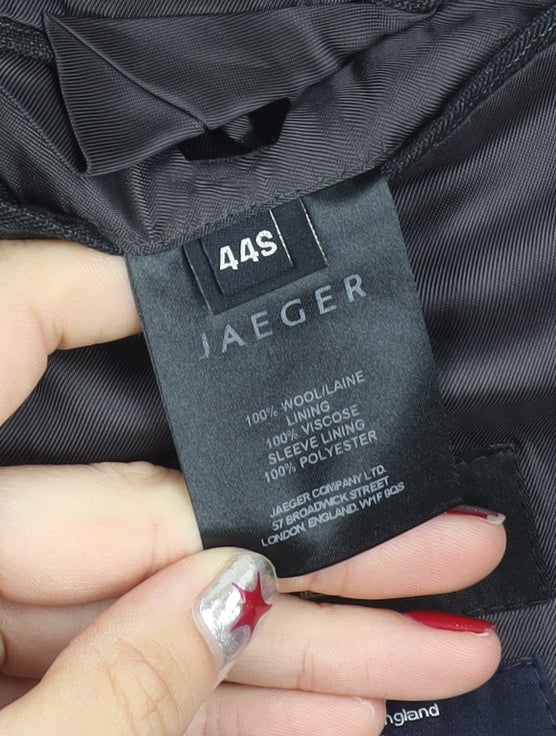 Jaeger Men’s Black Pinstripe Wool Blazer Jacket 44R