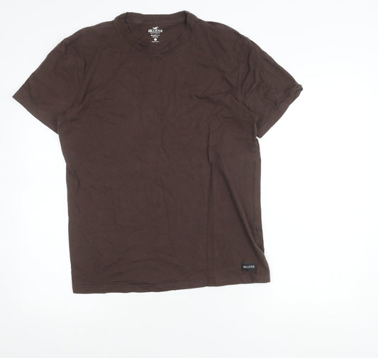Hollister Men’s Brown Relaxed Fit Crew Neck Cotton T-Shirt Size S