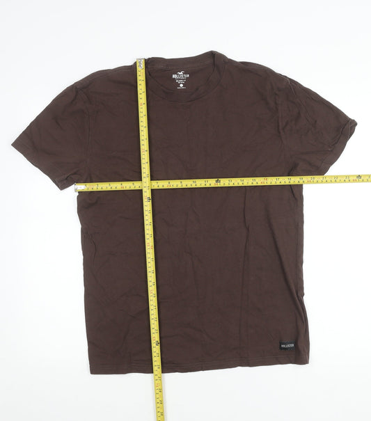 Hollister Men’s Brown Relaxed Fit Crew Neck Cotton T-Shirt Size S