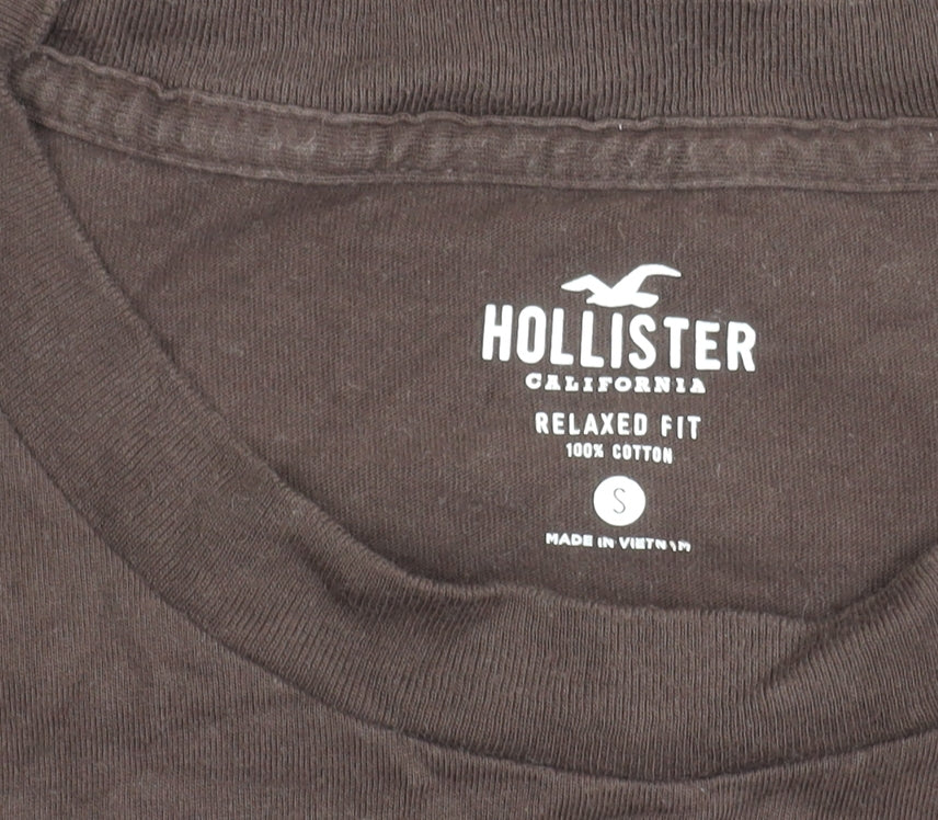Hollister Men’s Brown Relaxed Fit Crew Neck Cotton T-Shirt Size S