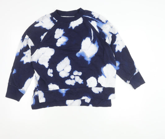 Kin Womens Blue Tie Dye Cotton Pullover Sweatshirt XS