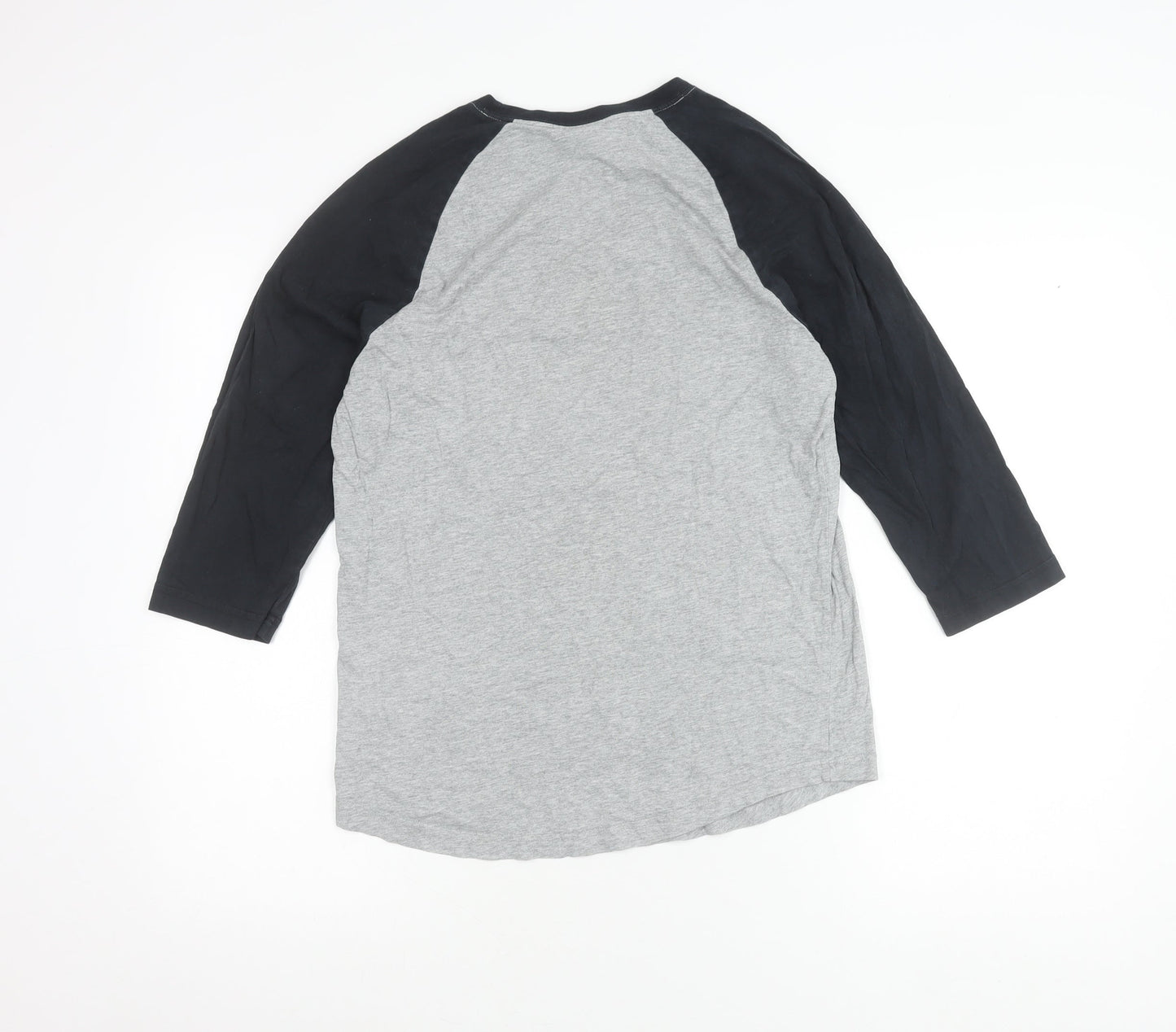 Nike Men’s Grey Black 3/4 Sleeve Logo Graphic T-Shirt Size M