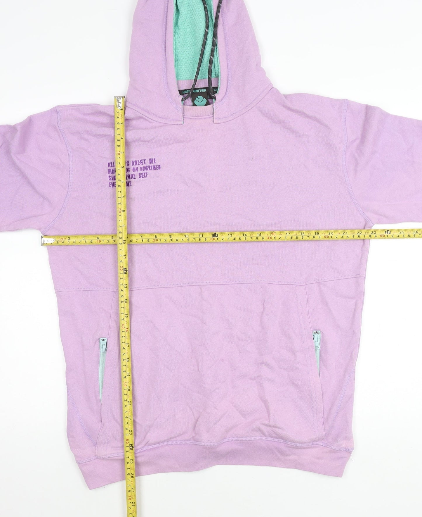 Leeds United Unisex Purple Pullover Hoodie L Cotton