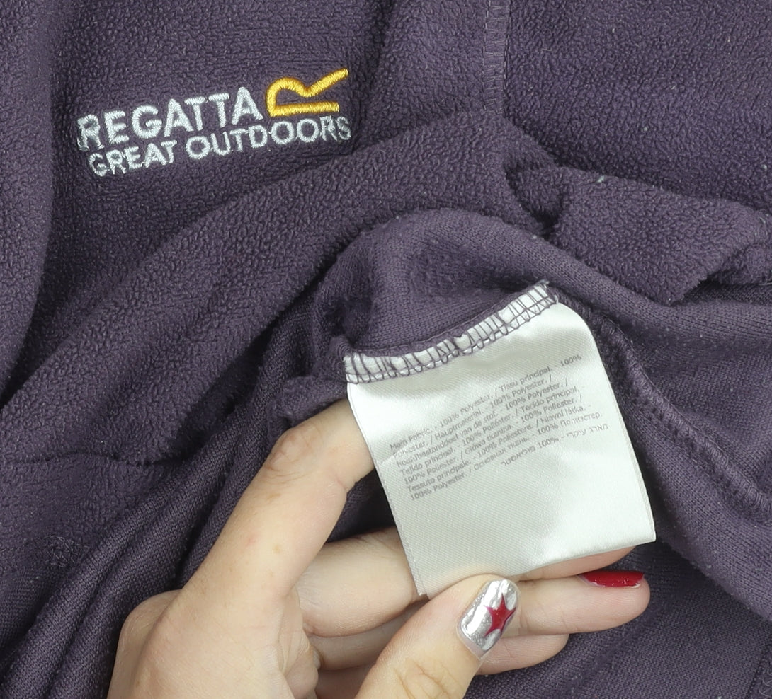 Regatta Womens Purple Fleece Sweatshirt UK 12 1/4 Zip Outdoor Pullover