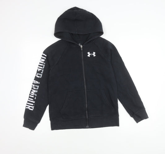 Under Armour Boys Black Full Zip Hoodie Jacket, Size 10-11 Years