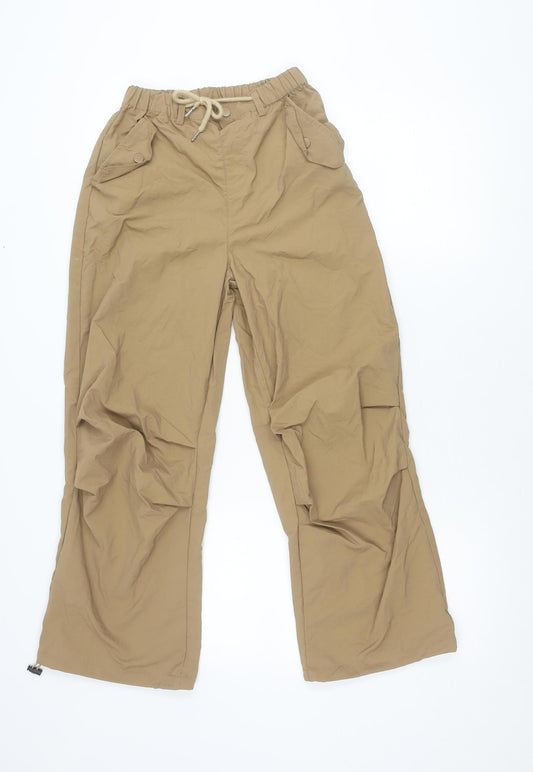 Rolanko Boys Beige Cargo Trousers 12 Years Elastic Waist Nylon