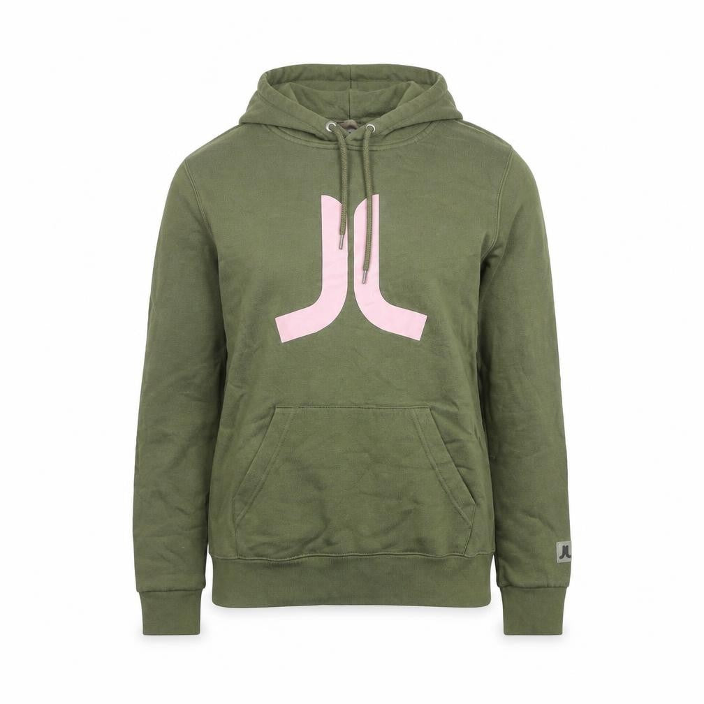 WESC Womens Green XS Pullover Hoodie Logo Print Cotton Blend
