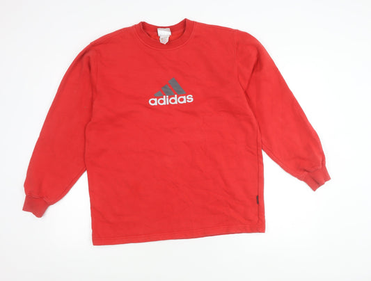Adidas Men’s Red L Pullover Sweatshirt Long Sleeve Logo Crew Neck