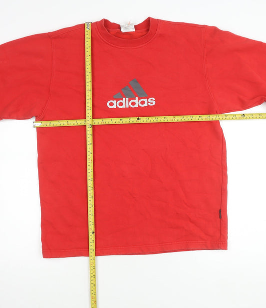 Adidas Men’s Red L Pullover Sweatshirt Long Sleeve Logo Crew Neck
