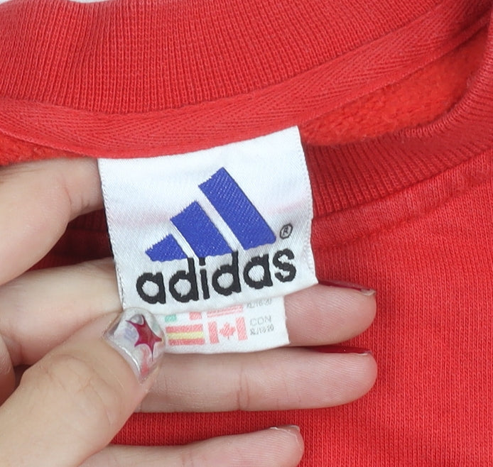 Adidas Men’s Red L Pullover Sweatshirt Long Sleeve Logo Crew Neck