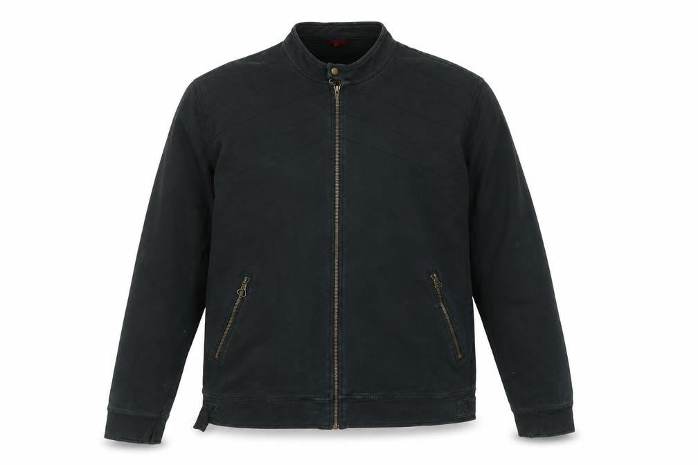 Debenhams Mens Black Cotton Biker Jacket L 44in Stand Collar