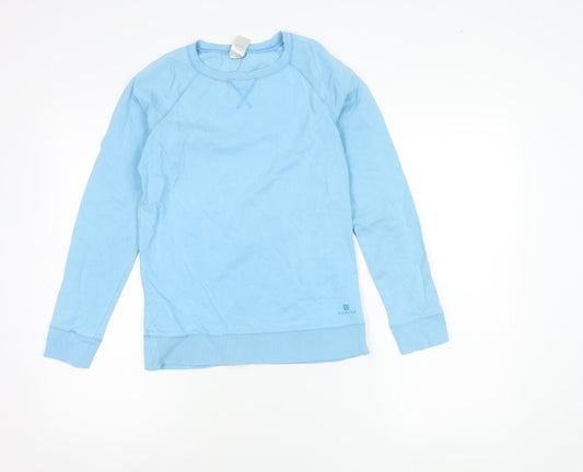 Domyos Boys Blue XS Pullover Sweatshirt Cotton Blend Long Sleeve