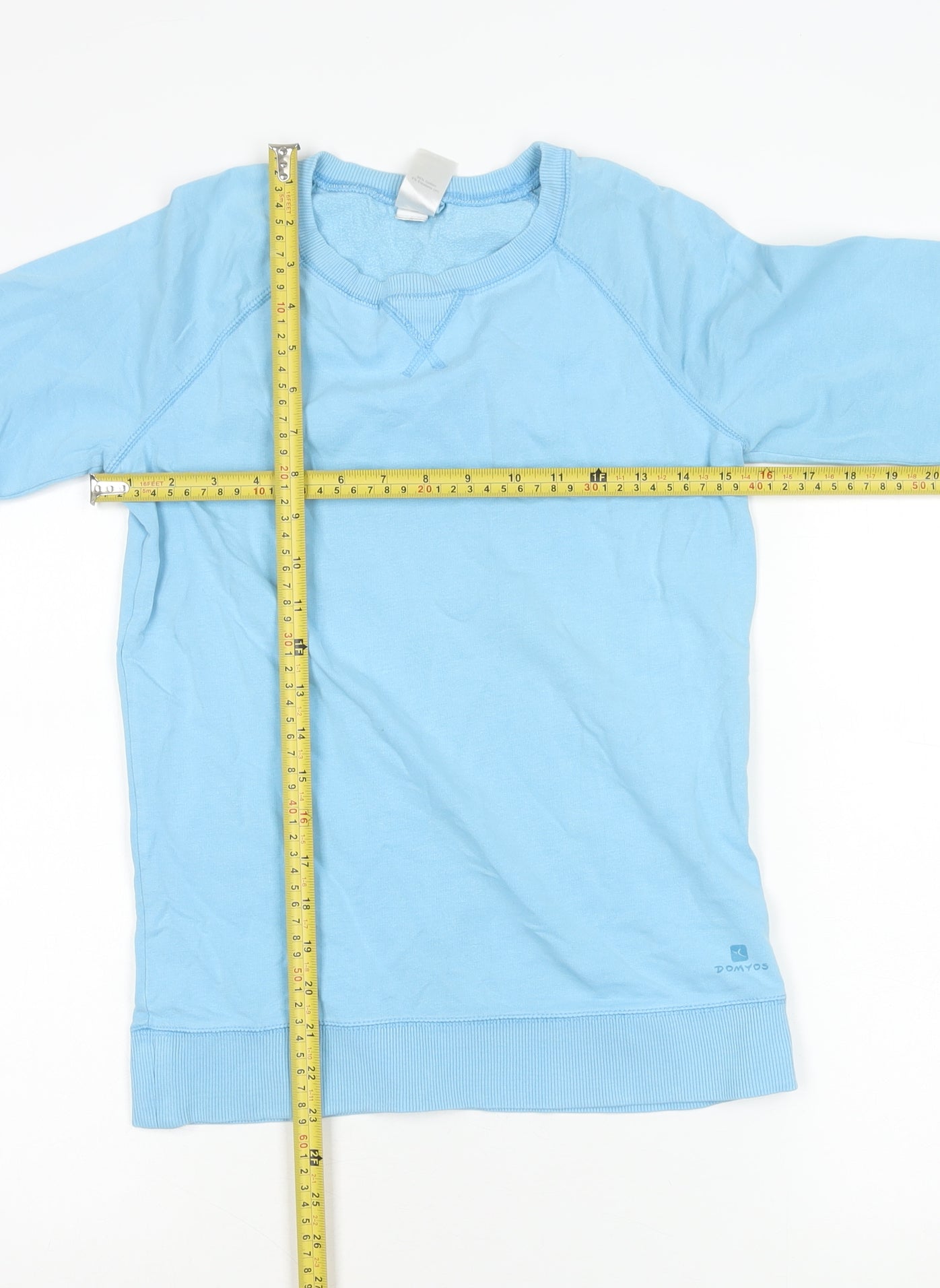 Domyos Boys Blue XS Pullover Sweatshirt Cotton Blend Long Sleeve