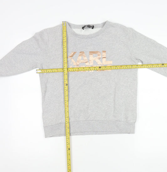 Karl Lagerfeld Women Grey XS Pullover Sweatshirt Logo Cotton