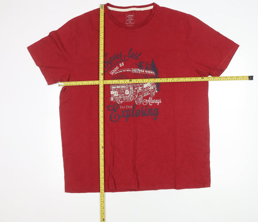 FatFace Men’s Red 2XL Graphic Print Crew Neck Cotton T-Shirt