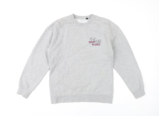 Spotted Womens Grey Small Pullover Sweatshirt Ready to Roll Graphic