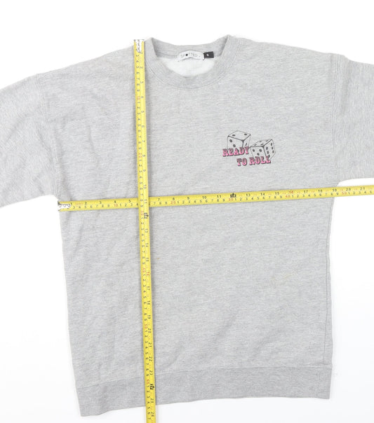 Spotted Womens Grey Small Pullover Sweatshirt Ready to Roll Graphic