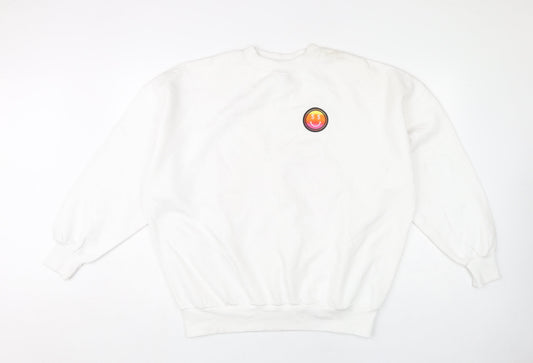 Skinnydip London Womens White Small Pullover Sweatshirt Graphic Print