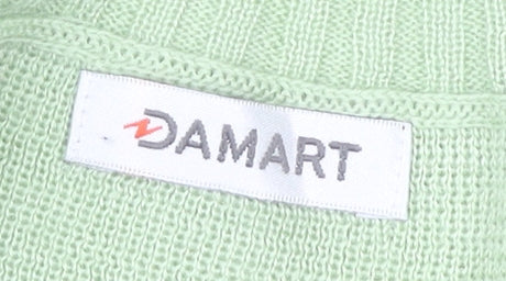 Damart Women's Green Cardigan Size 18 Long Sleeve Floral Embroidered Knit
