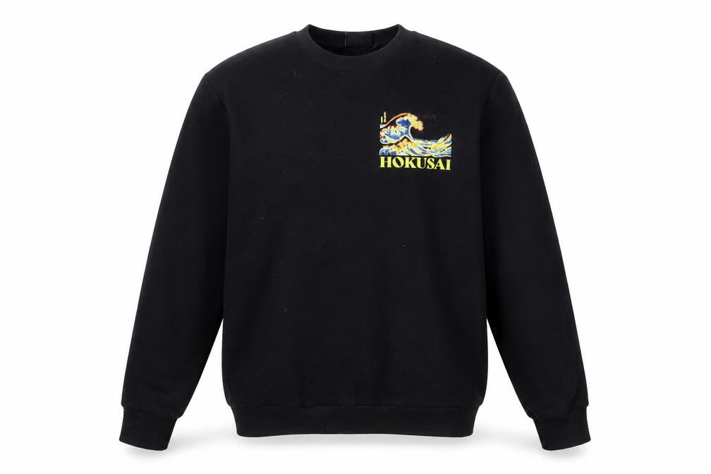 Hokusai Men’s Black Pullover Sweatshirt S Regular Fit Graphic Art