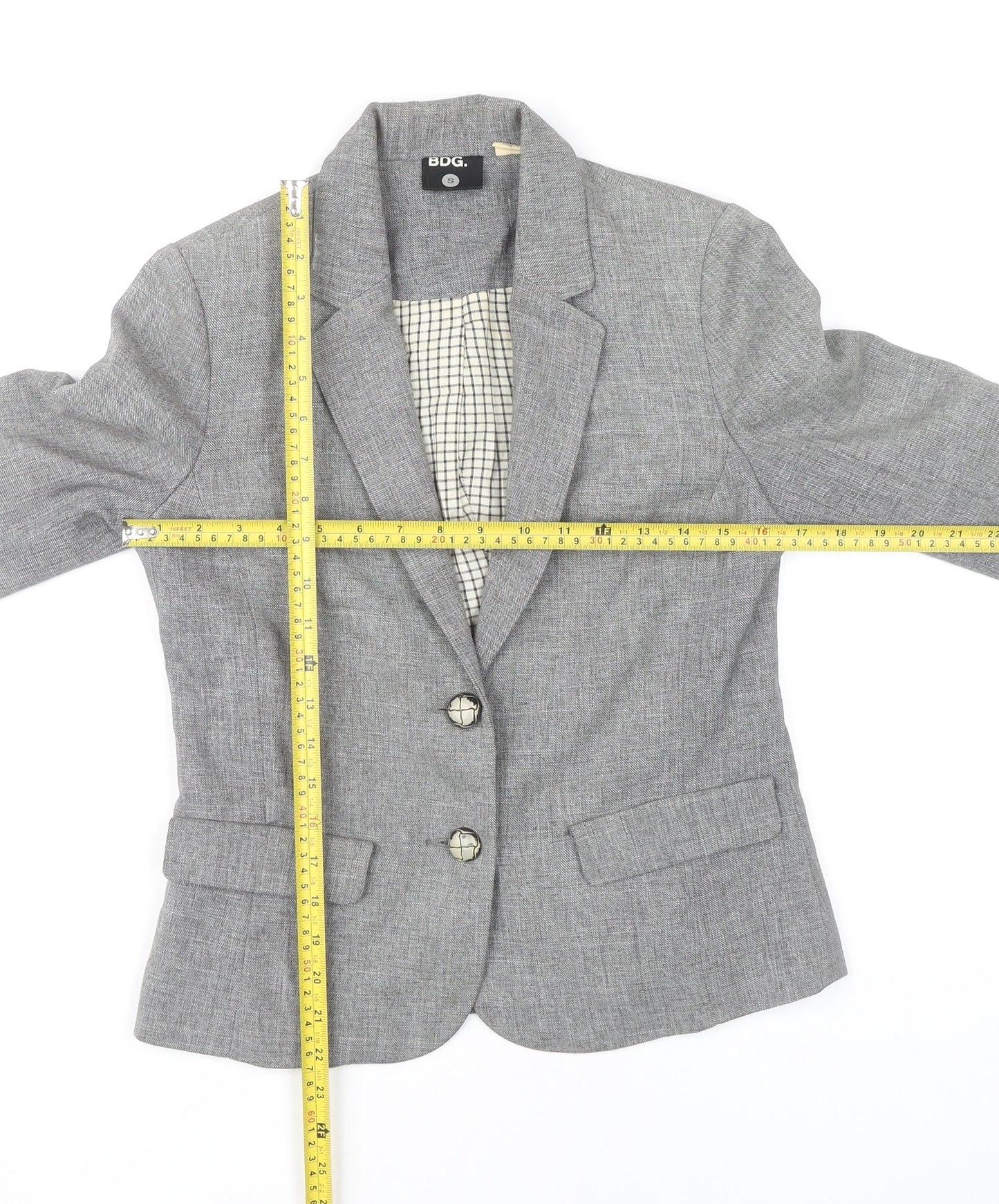 BDG Boys Grey Blazer Jacket Size S Classic Two-Button Notch Lapel